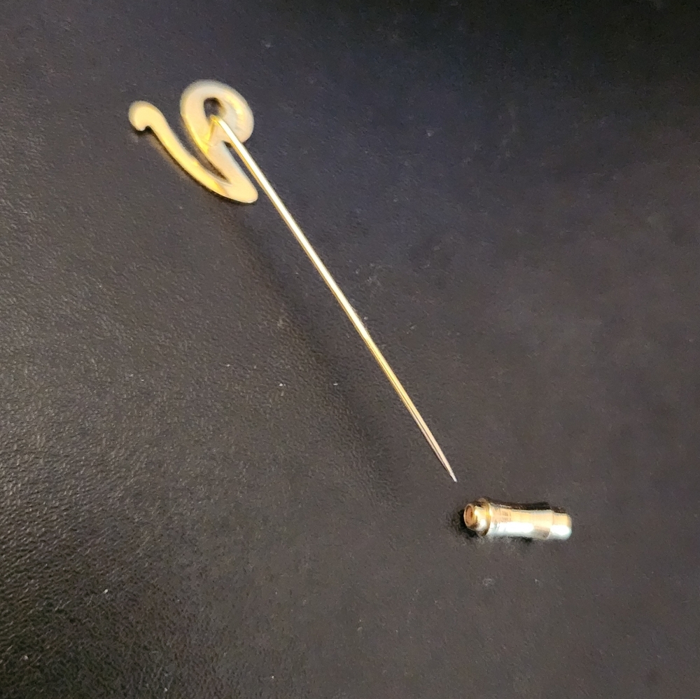 Gold Initial Stick Pin - Picture 2 of 2